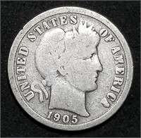 1905-O Barber Silver Dime from Set