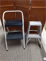 Two step stools; Cosco step stool with padded seat
