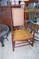 Cane Seated Rocker In Faux Bamboo Style