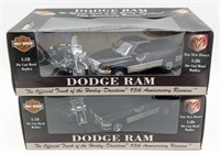 (2) 1/25 Scale Die-Cast Harley-Davidson Dodge Ram