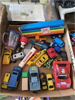 3 boxes toys, cars, misc.