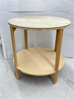 Round Press Board Side Table With Glass Top