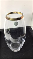 TR Poland Hand Blow Gilded Rim Glass Vase U14A