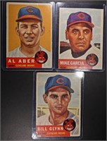 (3) 1953 TOPPS CLEVELAND INDIANS BASEBALL CARDS