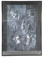 Framed Relief Print, Faces Emerging Dark Ground