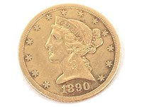 1890-CC $5 Gold Half Eagle