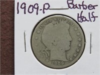 1909 P BARBER HALF DOLLAR 90%