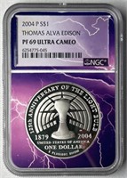 2004 Thomas Alva Edison Silver $1 NGC PF69UC