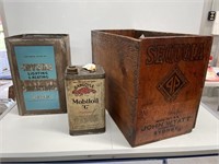 Unusual SEQUOIA Motor Spirit Wooden Box, Neptune