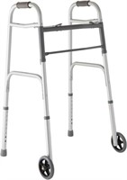 $52 -Medline Two-Button Folding Walker with Wheels