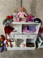 White Toy Shelf-Coroelle Doll, Doll Access./Toys