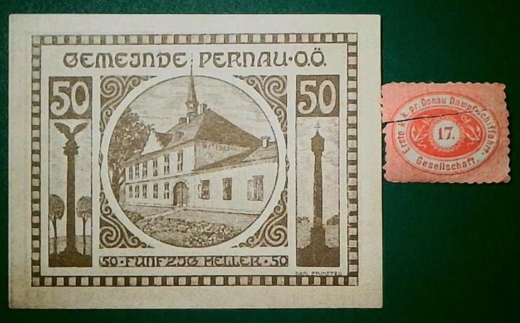 Austrian Notgeld 50 and 17 Stamp