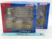 NEW Lot of 2- 4pc Georgia Tech Frosted Bath Set