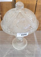 CUT GLASS COVERED HIGH CAKE STAND