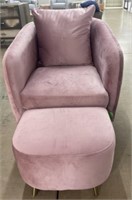 Pink Velvet Chair and Ottoman