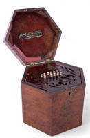 Antique 48 Button Concertina With Wood Case