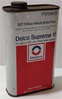 Delco Supreme 11 Brake Fluid Tin