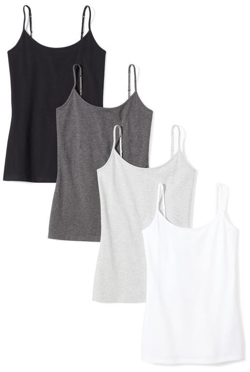 Essentials Women's Slim-Fit Camisole, Pack of 4,