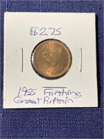 1955 farthing Great Britain coin