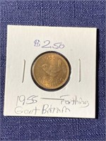 1955 farthing Great Britain coin