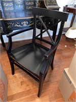 Vintage Wood Black Lacquer Arm Chair