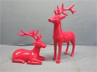 Red Reindeer Statues