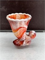 Imperial Glass Shades of Red Slag Glass Cornucopia