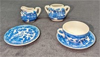 Japanese Blue Willow Mini Cup Plates Sugar owl Cre