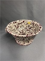 Brown and White Speckled Enamelware Colander