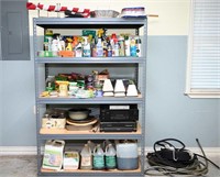 Heavy 5-Tiered Metal Shelving Unit & All Contents