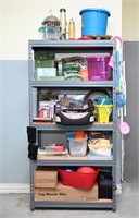 Heavy 5-Tiered Metal Shelving Unit & All Contents