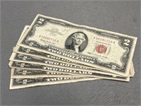 (6) $2.00 Red Seal Bills