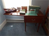 White Sewing Machine Model No. 3355 in Cabinet