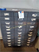 Metal filing catalog cabinet. 37.5 in high X 30.5