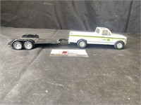 Metal John Deere truck and ERTL trailer