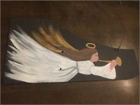 WALL HANGING ANGEL PAINTED ON SLATE