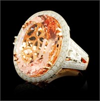 13.63ct Morganite & 1.55ctw Diam Ring in 14K Gold