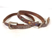 (2) Kid's Leather Jeweled Holster Belts