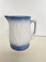Blue & White Stoneware pitcher, cattails