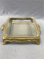 Pewter and glass serving dish             (N 103)