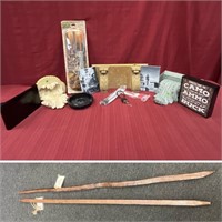 Box Lot of assorted house decor and Tobacco Stick