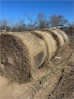 Hay Bales Stored Outside Netwrapped 4x5 Grass