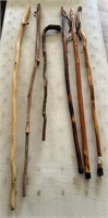 Lot of Carved Waling Sticks Canes