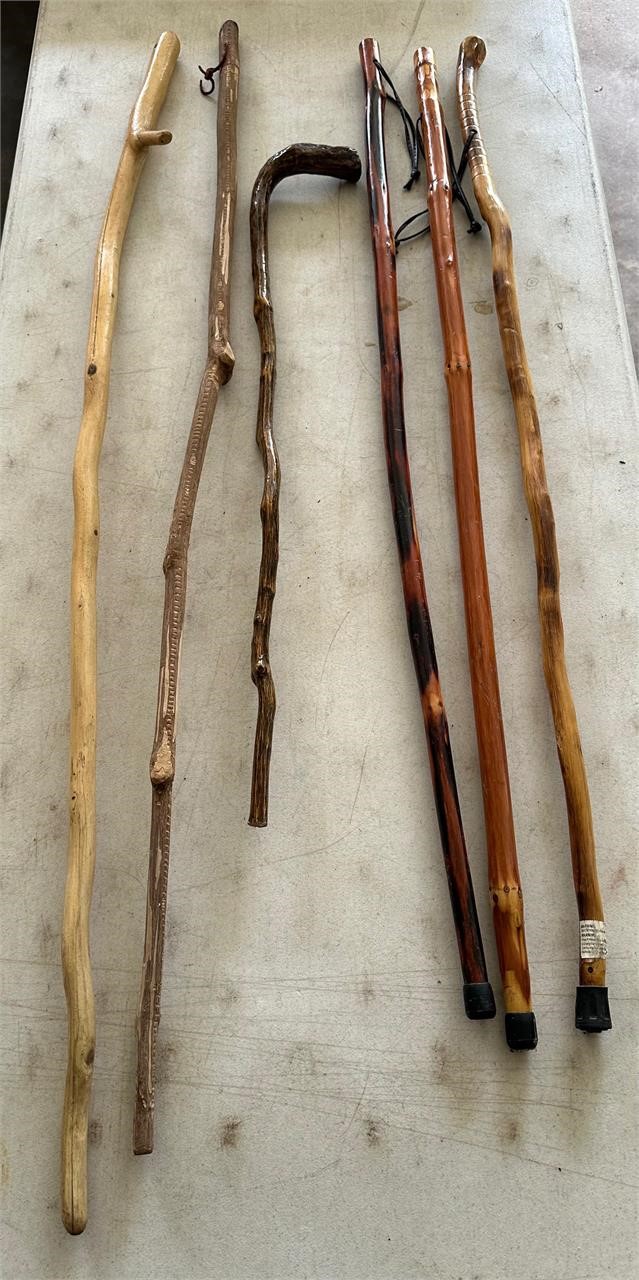 Lot of Carved Walking Sticks Canes