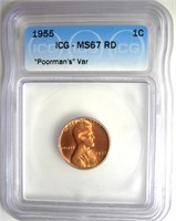 1955 Cent ICG MS67 RD "Poorman's Var"