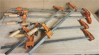 Group of woodworking clamps
