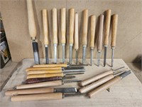 Group of woodworking chisels