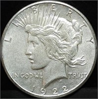 1922-S Peace Silver Dollar, High Grade