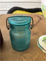 Blue jar with lid
