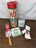 Lot of New Christmas Kitchen Wine Decor Items